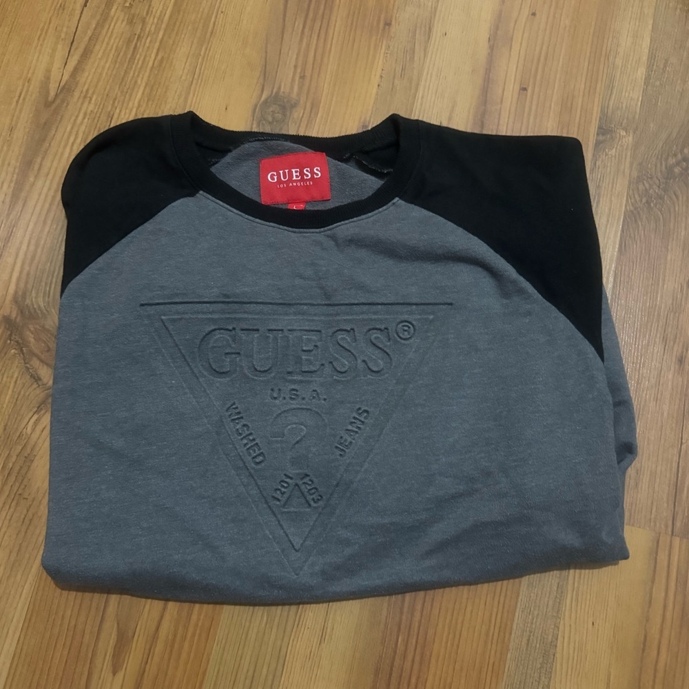 Men’s Guess Black and Gray Logo Sweatshirt size large